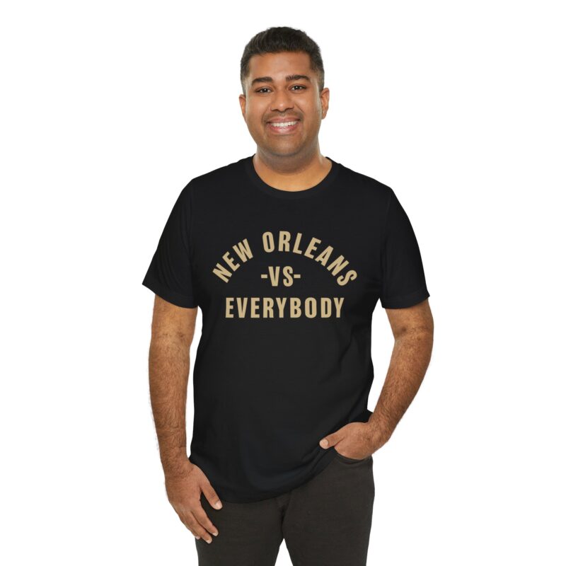 New Orleans vs Everybody Black T-Shirt Male Model